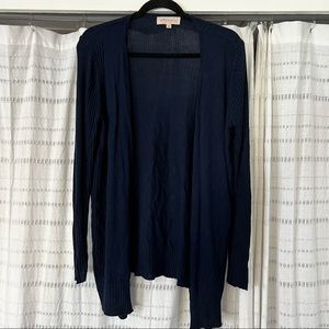 Philosophy Blue Ribbed Open Cardigan